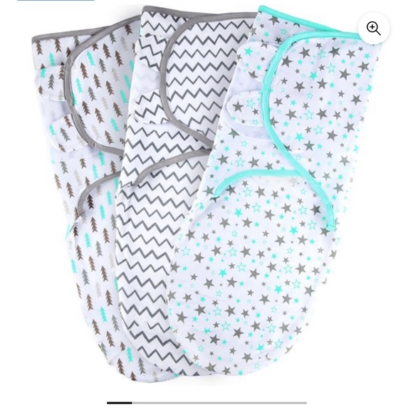 2 Baby 14-18 lbs swaddle blanket wraps cotton & velcro 3-6 months boy girl large - Picture 2 of 6